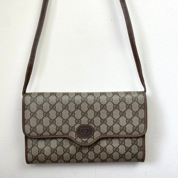 Vintage Gucci GG Monogram Clutch Crossbody Flap Detachable Shoulder Strap Bag - Picture 1 of 14